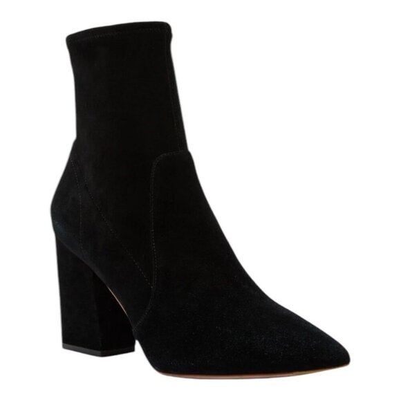 Loeffler Randall Isla Suede Slim Ankle Bootie Black Womens Size 5.5 Side Zip - Picture 1 of 10